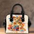 Cute lion cub in the style of an abstract geometric shoulder handbag