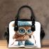 Cute little owl wearing blue sneakers shoulder handbag