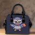 Cute owl teacher with glasses and a book in his hand shoulder handbag