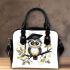 Cute owl wearing glasses shoulder handbag