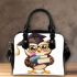 Cute owl wearing glasses and a graduation hat shoulder handbag