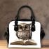 Cute owl wearing glasses reading books shoulder handbag