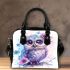 Cute owl with big eyes and a pink blue gradient color scheme shoulder handbag