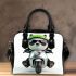 Cute panda wearing black sunglasses motorcycle shoulder handbag