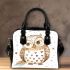 Cute pastel watercolor illustration of an owl shoulder handbag