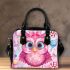 Cute pink owl with a bow on its head shoulder handbag