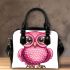 Cute pink owl with big eyes clipart shoulder handbag