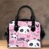 Cute pink pattern with hearts pandas and the word love shoulder handbag