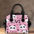 Cute pink pattern with hearts pandas and the word love shoulder handbag