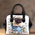 Cute pug puppy sitting in a flower bucket shoulder handbag