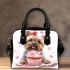 Cute valentine yorkie dog with pink shoulder handbag