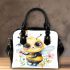 Cute watercolor baby bee with big eyes shoulder handbag