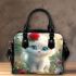 Cute white baby cat blue eyes shoulder handbag