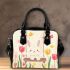 Cute white bunny surrounded by colorful tulips shoulder handbag
