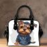 Cute yorkshire terrier in hoodie shoulder handbag