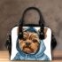 Cute yorkshire terrier in hoodie shoulder handbag