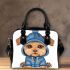 Cute yorkshire terrier in hoodie shoulder handbag