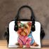 Cute yorkshire terrier in hoodie shoulder handbag