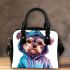 Cute yorkshire terrier in hoodie shoulder handbag