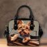 Cute yorkshire terrier puppy driving shoulder handbag