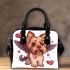 Cute yorkshire terrier with angel wings and heart shoulder handbag