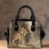 Deer with huge antlers stands in the forest shoulder handbag