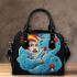 Dreamy surrealism woman on a colorful cloud shoulder handbag