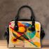 Dynamic composition of geometric shapes and colorful lines shoulder handbag