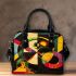 Dynamic composition of geometric shapes and colorful lines shoulder handbag