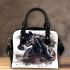 Elegant dark brown horse against a white background shoulder handbag