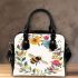 Floral wreath with bumblebee by tracie grimwood shoulder handbag