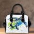 Geometric sea turtle blue and green shoulder handbag