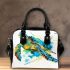 Geometric sea turtle blue and green shoulder handbag