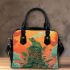 Green frog sitting on top of an island with smoke coming shoulder handbag