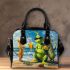 Grinchy with black sunglass drink juice fruit shoulder handbag