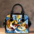 Guitar and wine glass abstract painting with lines shoulder handbag