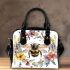 Hand drawn watercolor bee in the center shoulder handbag