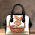 Happy easter bunny with colorful eggs in a basket isolated shoulder handbag