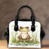 Happy frog sitting in the grass near a pond shoulder handbag