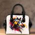 Horse head colorful ink splash and paint drips shoulder handbag