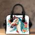 Horse head with turquoise and teal flowers shoulder handbag