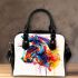 Horse watercolor splash with ink drips shoulder handbag