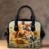 Horse with sunflower watercolor shoulder handbag