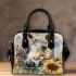 Horse with sunflower watercolor shoulder handbag