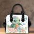 Kawaii cute baby turtle with roses and pearls shoulder handbag