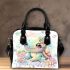 Kawaii cute baby turtle with roses and pearls shoulder handbag