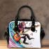 Monkey surfing with electric guitar and headphones shoulder handbag