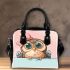 Owl peeking over the edge wearing a bow on its head shoulder handbag