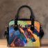 Painting of three horses in profile shoulder handbag