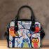 Pattern of owls perched on tree branches shoulder handbag